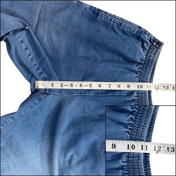 Alfred Dunner Blue Denim Elastic Waist Pull On Capri Jeans Pockets 10 Petite - Picture 9 of 11